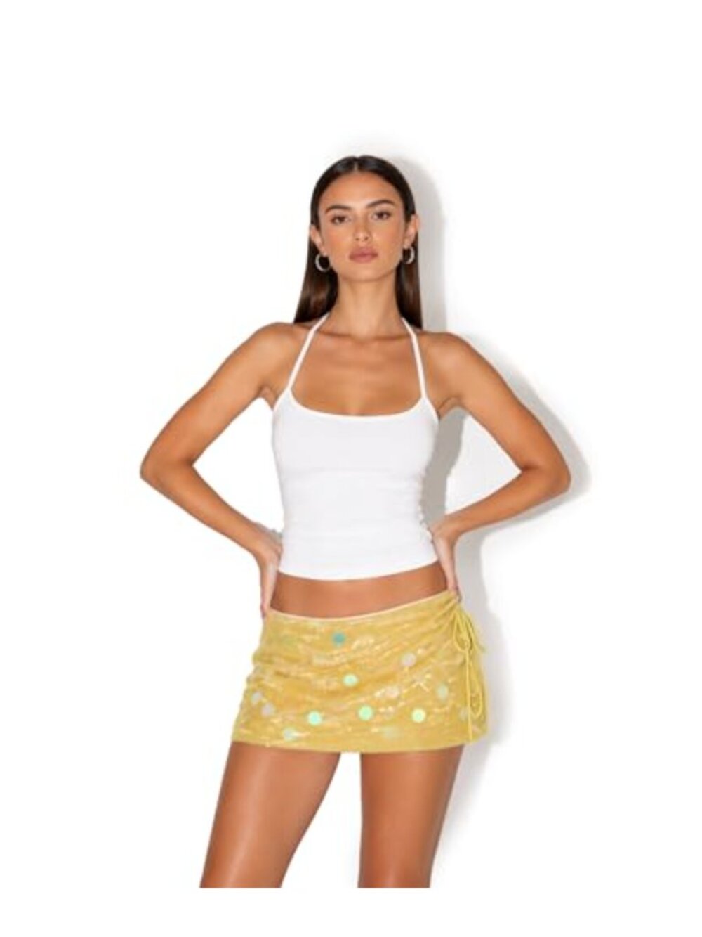 Women's Sequin Mini Skirt Sparkly Low Waist Bodycon Tie Side Slit Lace Up Party